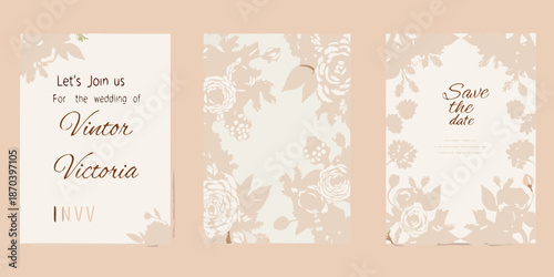 Elegant wedding invitation card designs with floral patterns and calligraphy