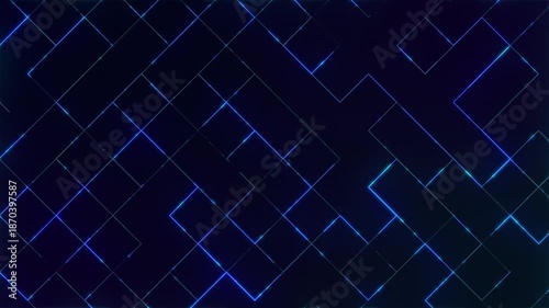Abstract blue neon geometric line background on dark backdrop loop for motion graphics, intros, corporate explainers. 