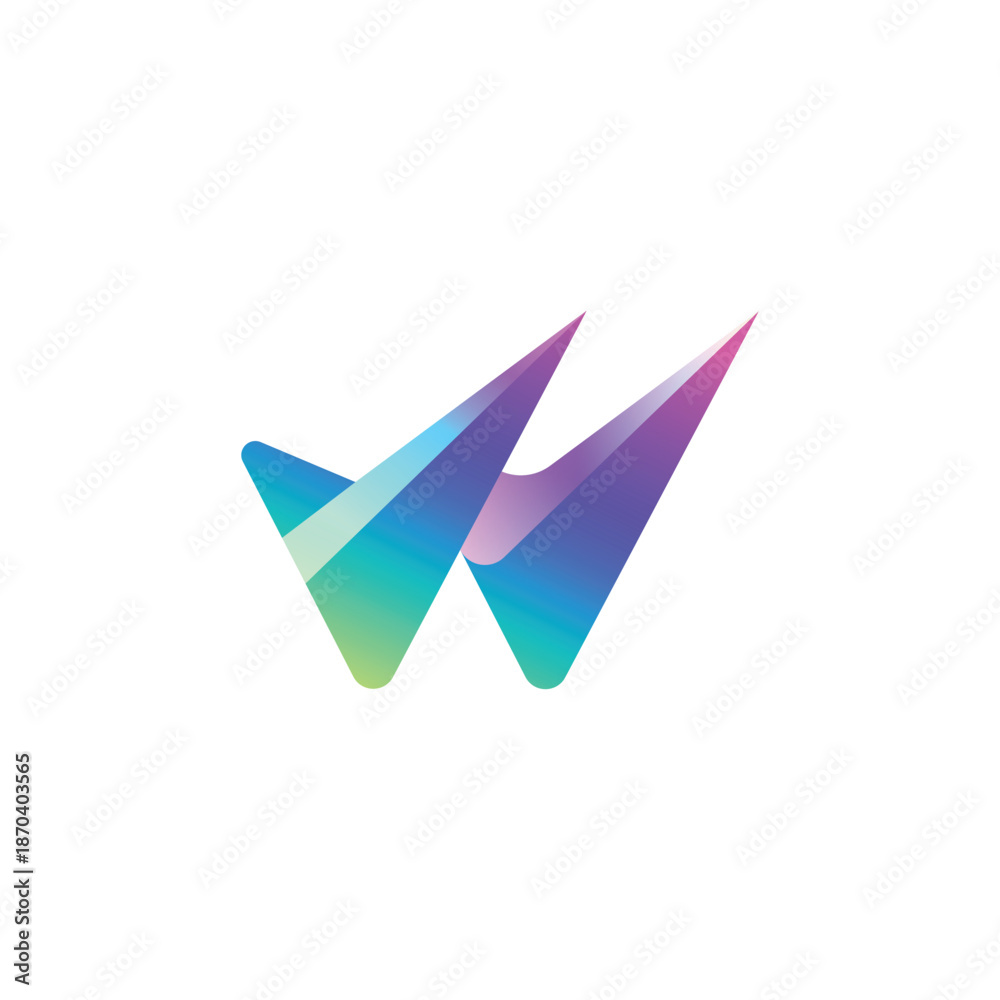 Naklejka premium LETTER W LOGO MULTICOLOR GRADIENT