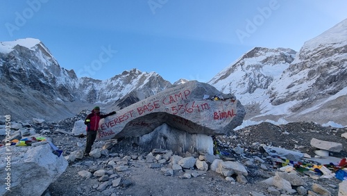 Photos Mount Everest Base Camp A Climber's Triumph Amidst Breathtaking Himalayan Scener