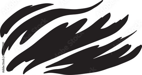 Black abstract brush strokes on white background