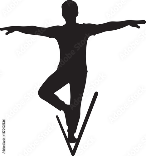 Silhouette of a person balancing on a tightrope walker