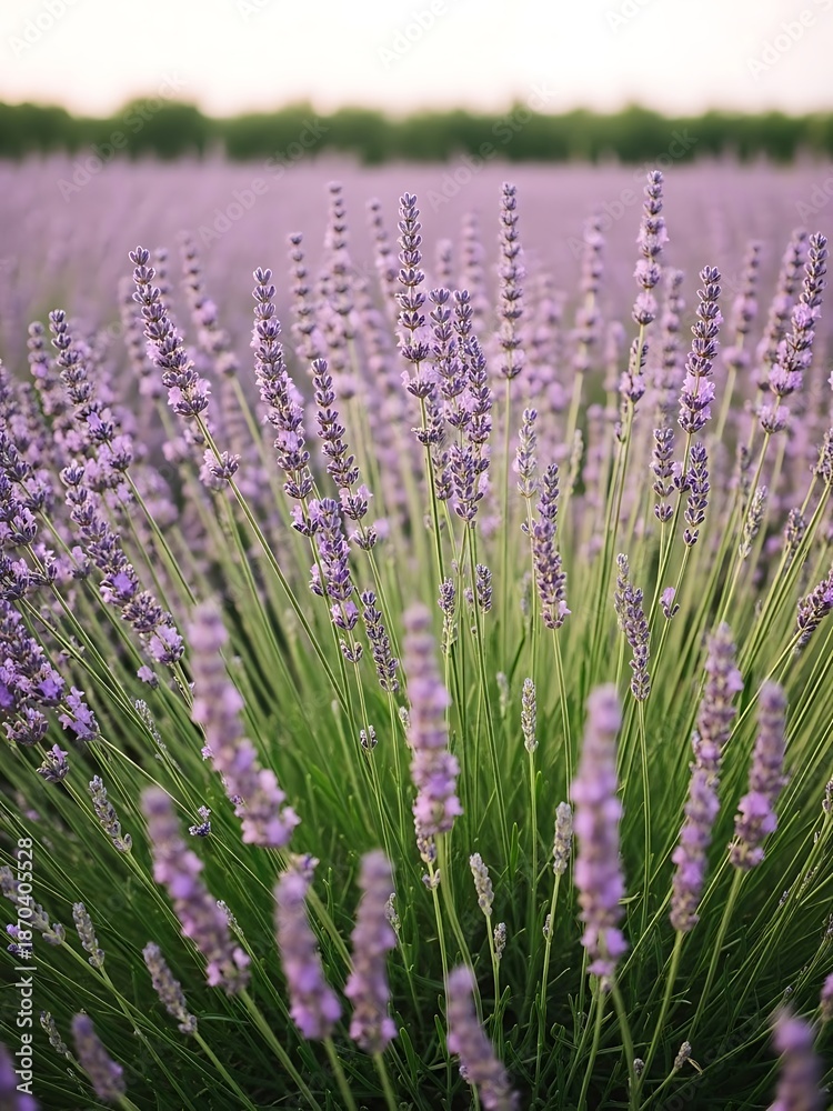 Obraz premium Lavender Field Close-Up Purple Flowers Summer Bloom Aromatic Plant.