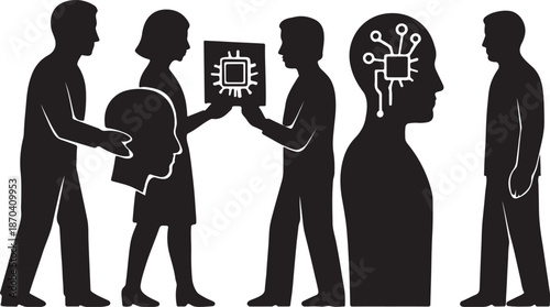 Business Professionals Collaborating on Artificial Intelligence Humanoid Integration