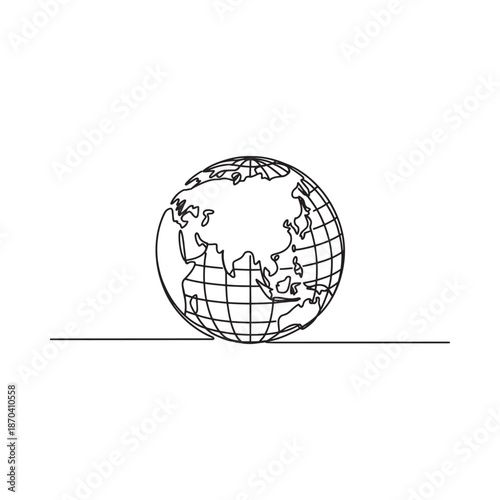Simple line drawing of a globe resting on a horizontal surface