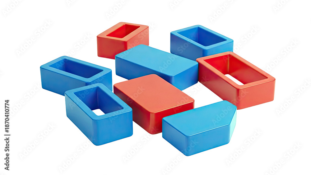 Obraz premium Red and Blue Rectangular Building Blocks