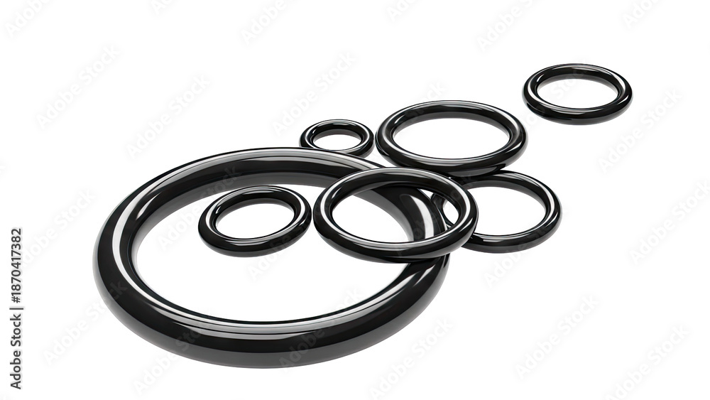 Fototapeta premium Arrangement of glossy black rings