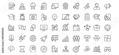 Startup icon set. Editable line icons. Vector illustration.
