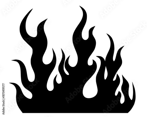 Black vector flames with a stylized tattoo or hot rod graphic style, illustrating fire, heat, and passion on a neutral background. Perfect for decals, logos, or vehicle graphics.
