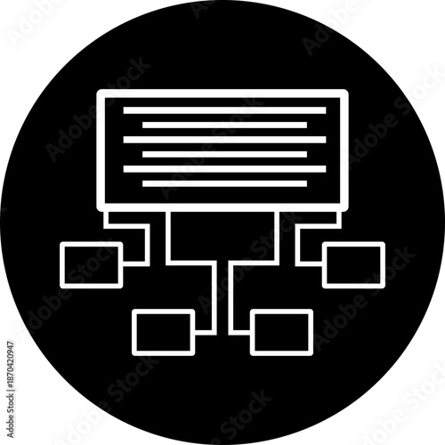 Hierarchy Diagram Animation - Flowchart Icon on Black Circular Background