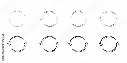 A sequence of circular arrows showing rotational movement and cyclical processes