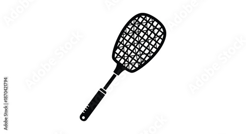 A striking black and white depiction of an electric fly swatter a common household item silhouette