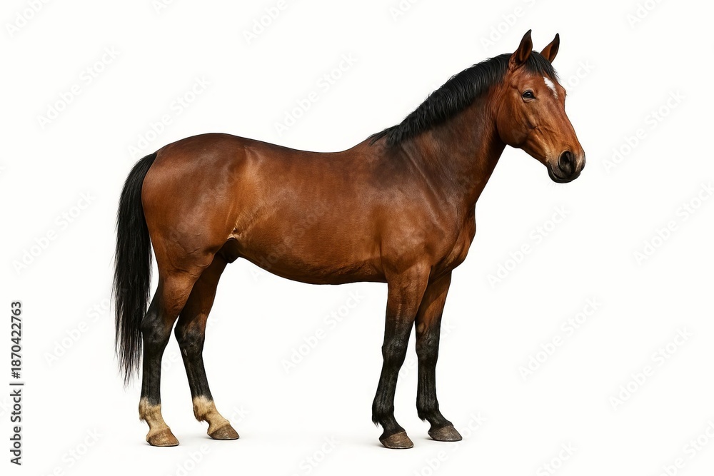Obraz premium A brown horse against a white background.