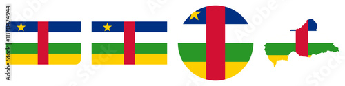 central african republic circular flag, central african republic rectangular flag, central african republic map flag flat icon