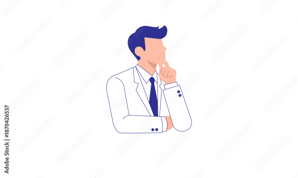 Fototapeta premium Businessman Thinking and Analyzing Strategy Concept Illustration