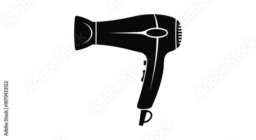 A striking black silhouette of a modern hair dryer showcasing its sleek design silhouette