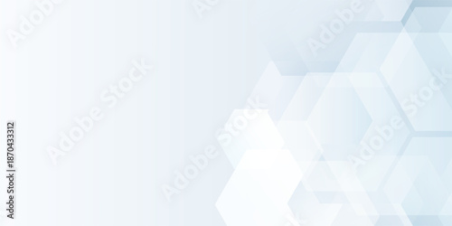 Elegant abstract 3D render featuring a geometric hexagonal pattern in soft white and light blue tones with a modern aesthetic