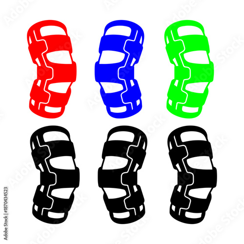 knee protection silhouette pack Knee brace icons set black white orange blue outline vector ,Human knee shortish,