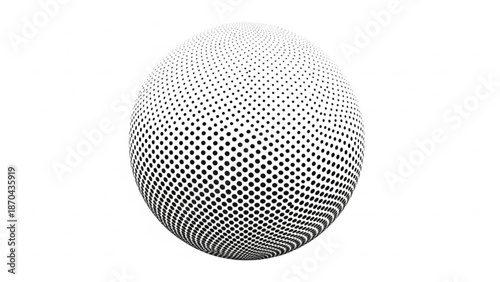 Futuristic halftone sphere with gradient effect on white background