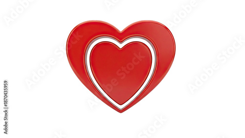 3D Red Heart with White Outline