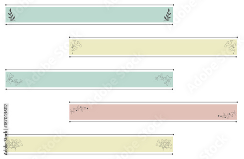 植物のワンポイント付きの見出しマーカー風ラインセット