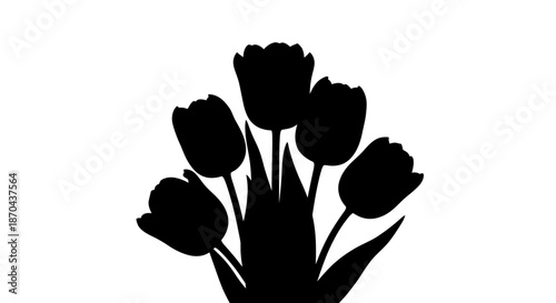 Elegant tulip silhouette on white background captures the essence of springtime bloom and floral