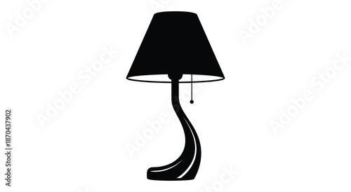 A striking depiction of a classic table lamp in a bold dark silhouette