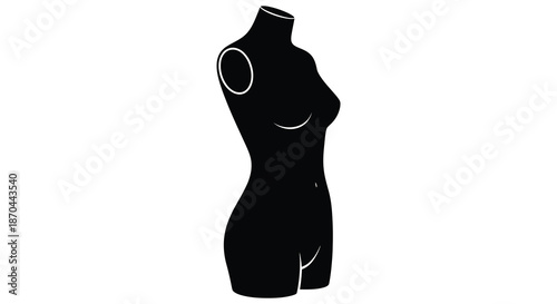 A striking black female mannequin torso form presented against a clean white background silhouette
