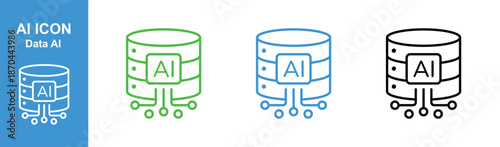 ai data server icon set artificial intelligence database cloud storage vector