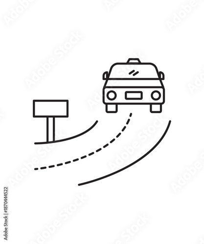 road with car icon, vector best line icon.
