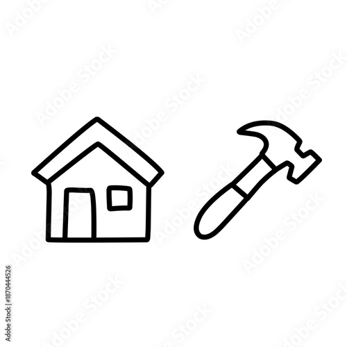 Labor day supplies outline on white background