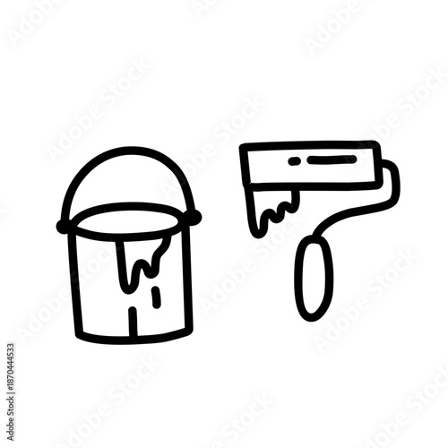 Labor day supplies outline on white background