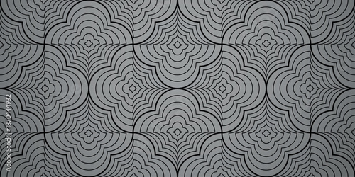 The geometric pattern with wavy lines. Seamless vector background. Gray and black texture. Simple lattice graphic design