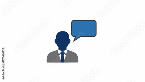 Businessman speaking in a speech bubble.