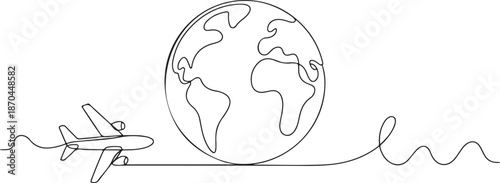 Continuous Line Global Travel SVG
