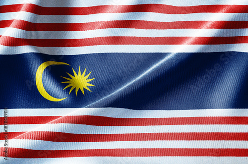 Fotografía Flag of Kuala Lumpur federal territory Malaysia on waving fabric background