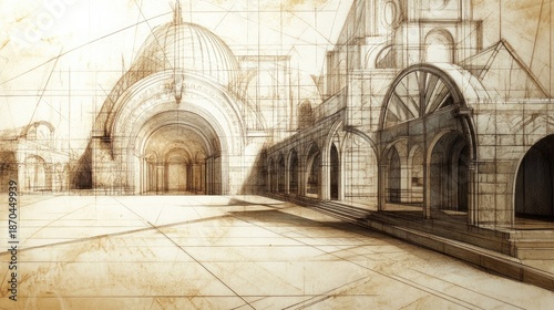 Architectural Sketch: A Vision of Renaissance Grandeur