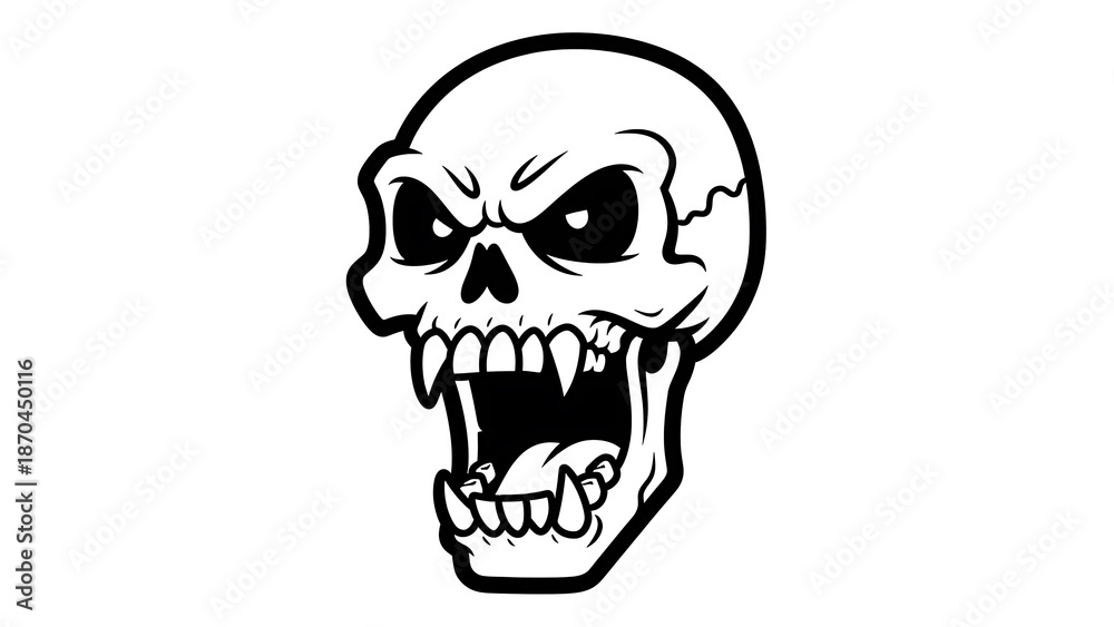 Obraz premium Black and White Skull Illustration Design.