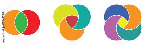 Modern isolated vector diagram icon set on white background. Graphical vector infographic diagram icon. Round 2,3,4 diagrams.  EPS 10. 