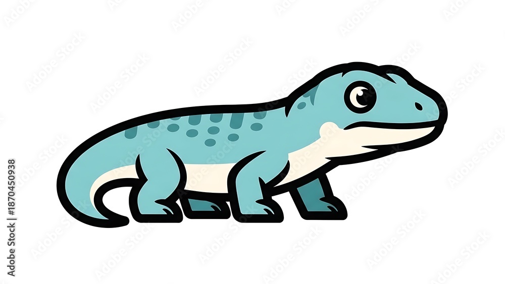 Fototapeta premium Simple Cartoon Style Lizard Illustration.