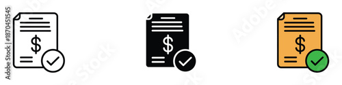 Approved payment document icon vector. successful financial transaction, invoice symbol. vector illustration.