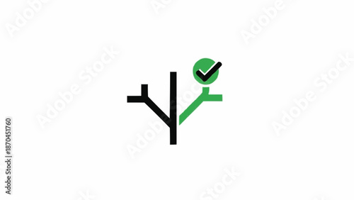 Green checkmark on black symbol.