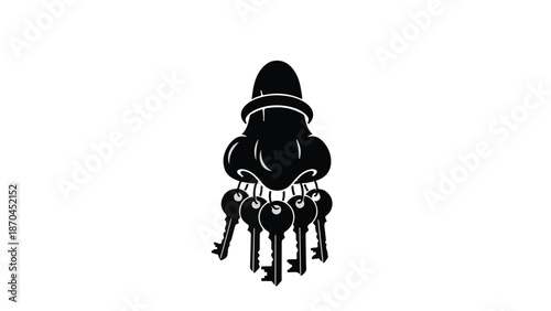 Whimsical illustration of a nose with keys hanging from it, representing secrets or access.