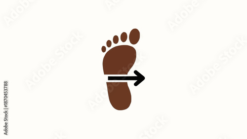 Brown Footprint with Arrow Marking Direction.