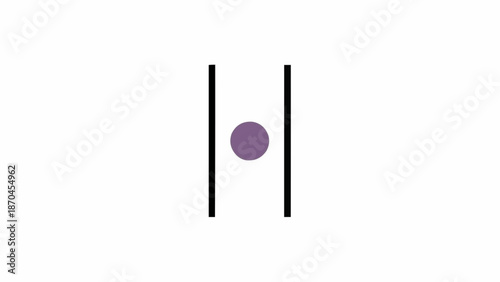 Purple circle between two vertical lines.