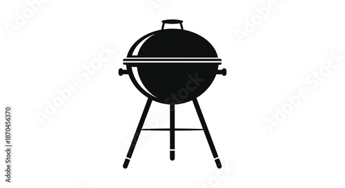 A striking black silhouette of a classic outdoor kettle grill perfect for summer barbecues silhouette