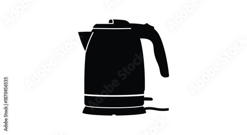 A simple black silhouette of an electric kettle on a pure white background silhouette