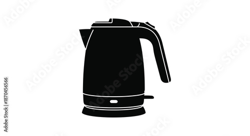 A minimalist depiction of a black electric kettle presented as a striking silhouette