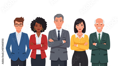 Diverse Business People Standing Together in a Vector Illustration