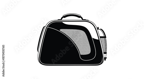 A sleek and modern black pet carrier design presented as a striking visual silhouette